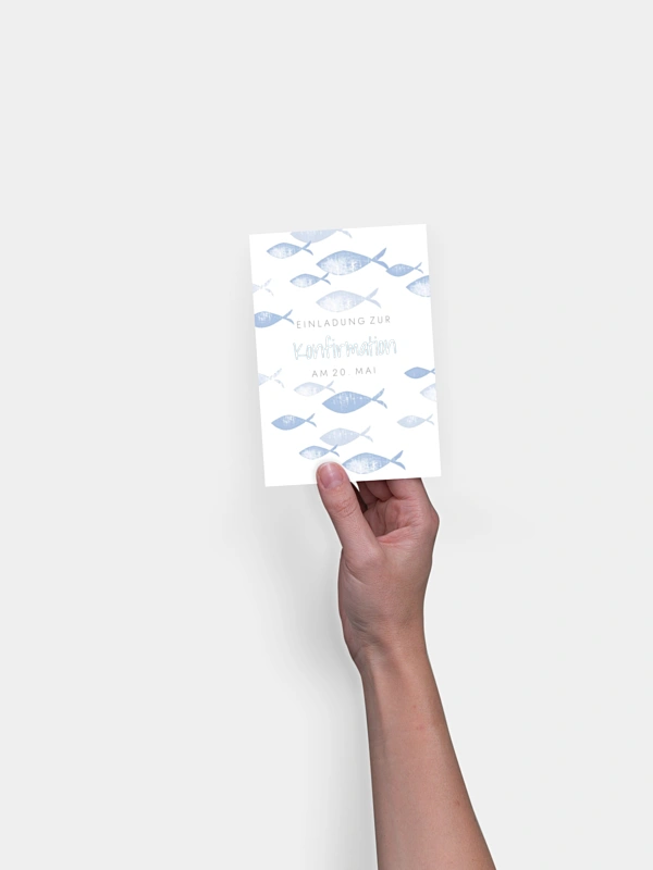 Konfirmationseinladung Fischschwarm
