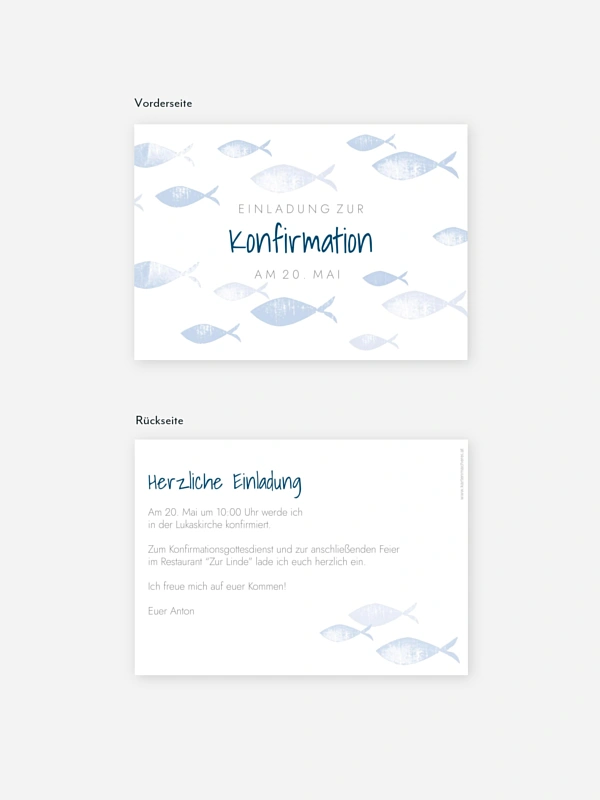 Konfirmationseinladung Fischschwarm