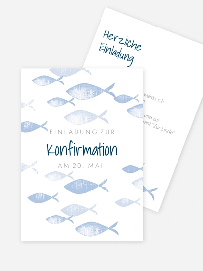 Konfirmationseinladung Fischschwarm