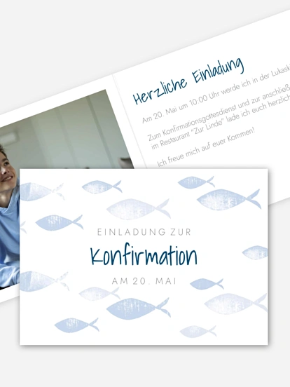 Konfirmationseinladung Fischschwarm