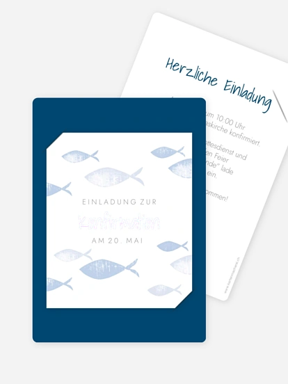 Konfirmationseinladung Fischschwarm