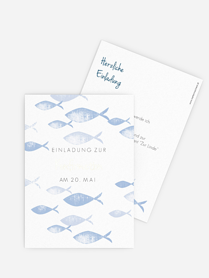 Konfirmationseinladung Fischschwarm