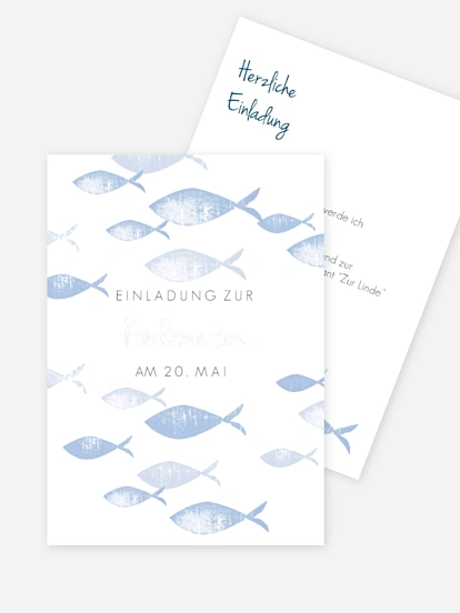 Konfirmationseinladung Fischschwarm