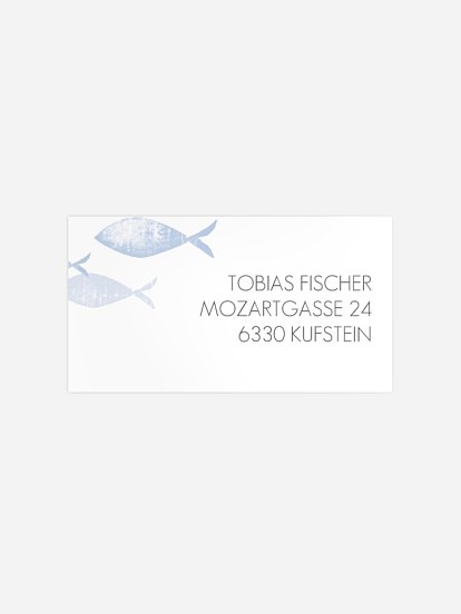 Empfängeraufkleber Konfirmation und Kommunion Fischschwarm