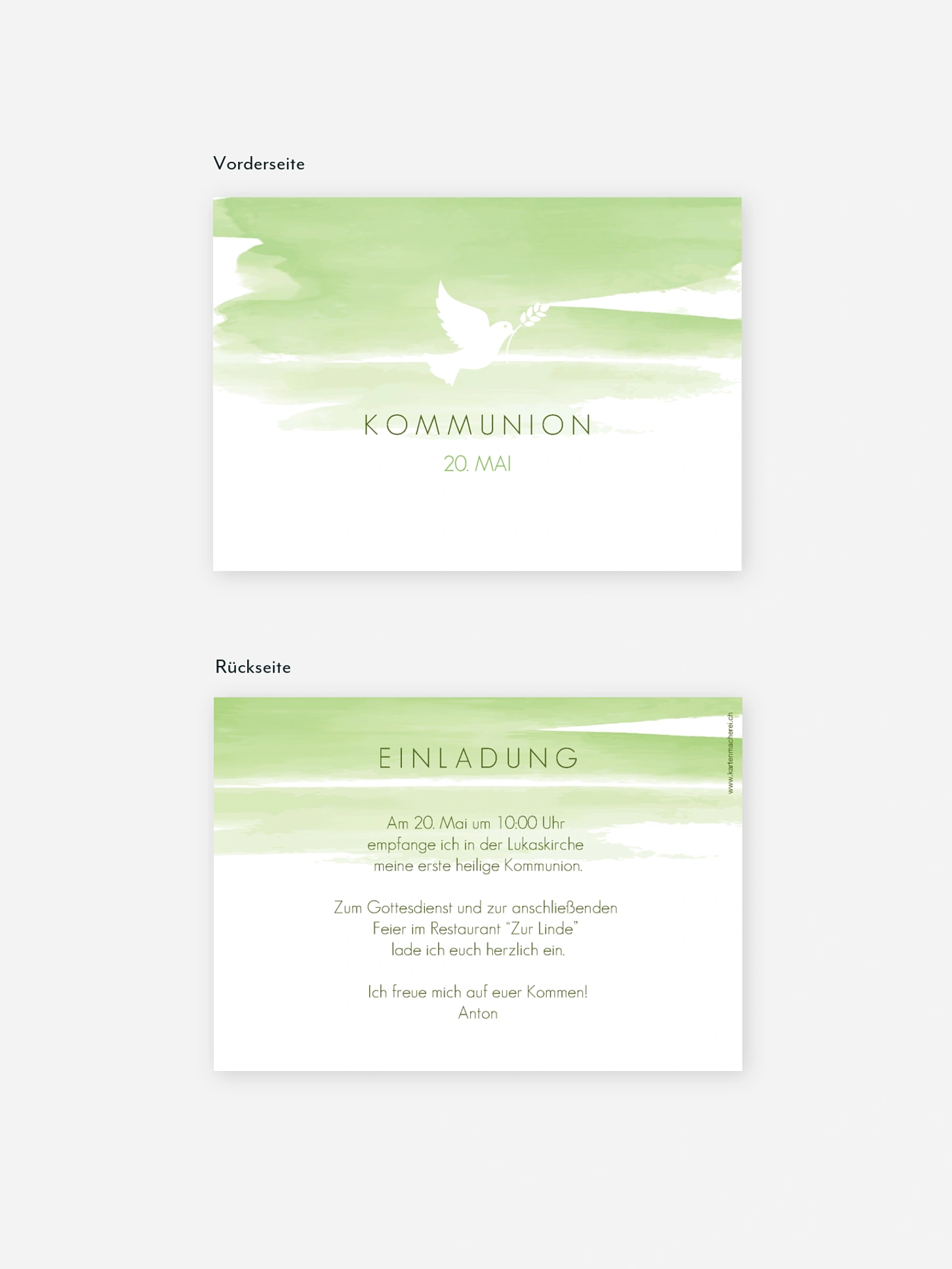 Kommunionseinladung Aquarellbild