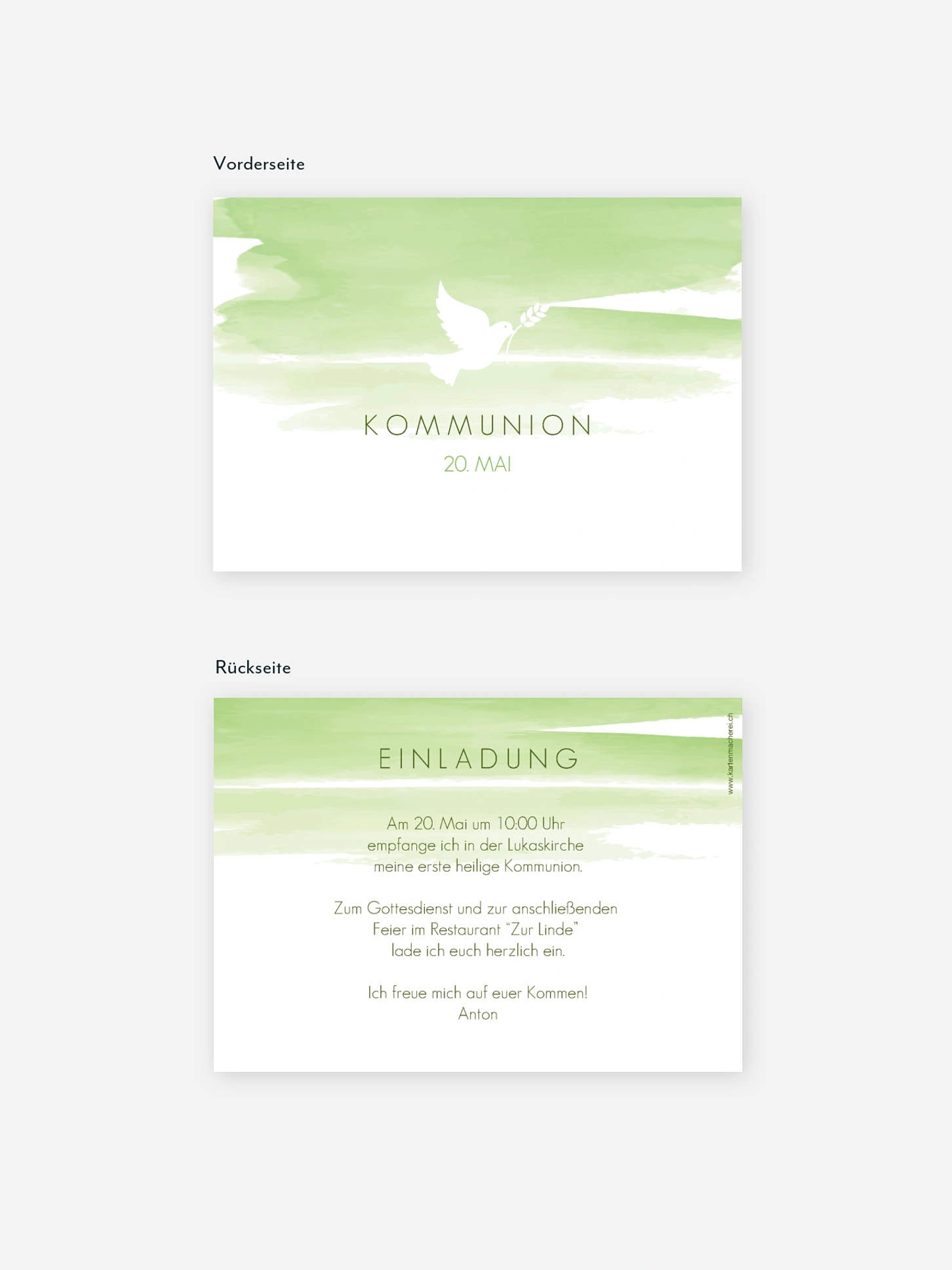 Kommunionseinladung Aquarellbild