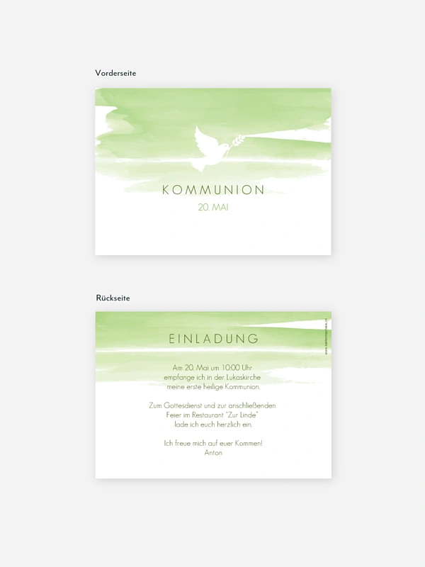 Kommunionseinladung Aquarellbild