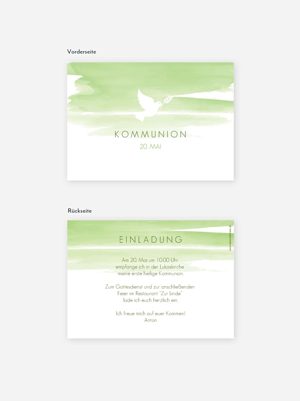 Kommunionseinladung Aquarellbild