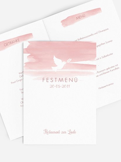 Menükarte Kommunion Aquarellbild