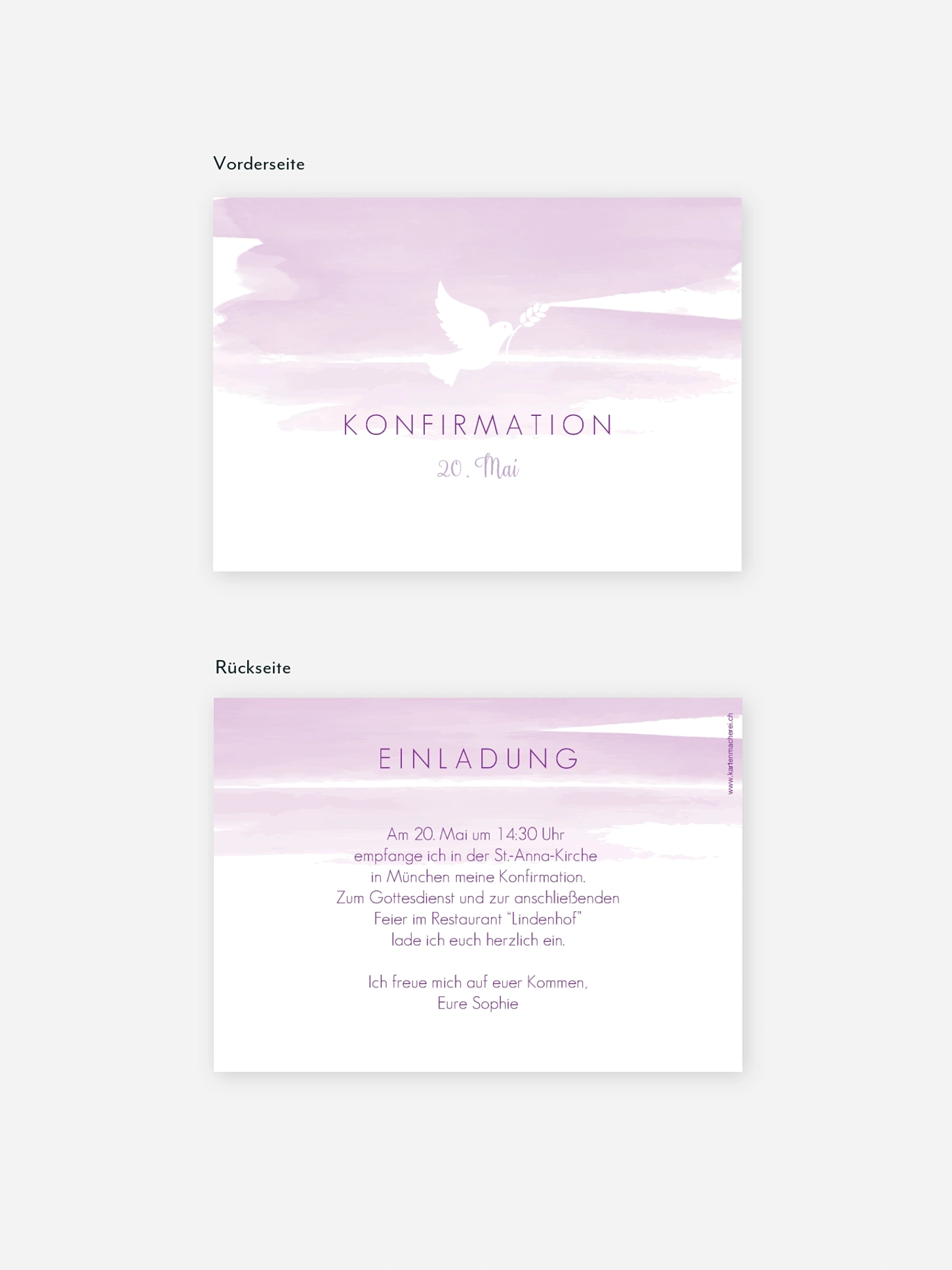 Konfirmationseinladung Aquarellbild