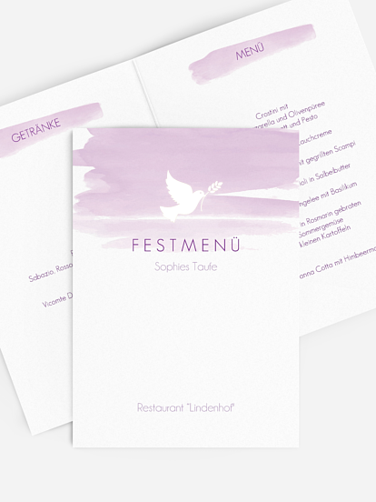 Menükarte Taufe Aquarellbild