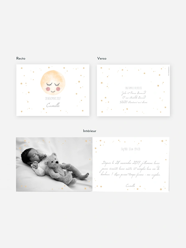 Faire-part naissance Pleine lune