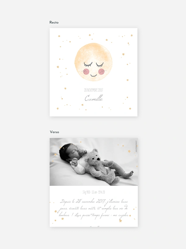 Faire-part naissance Pleine lune