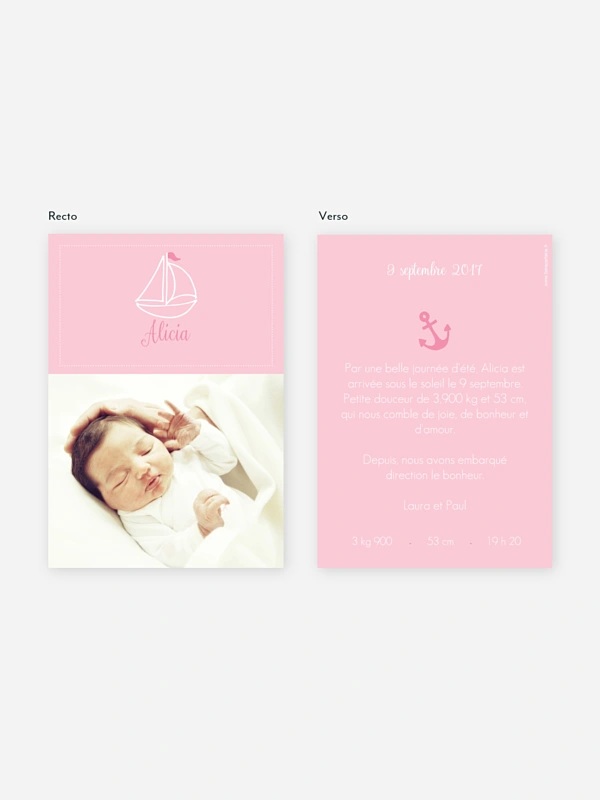 Faire-part naissance Petit bateau