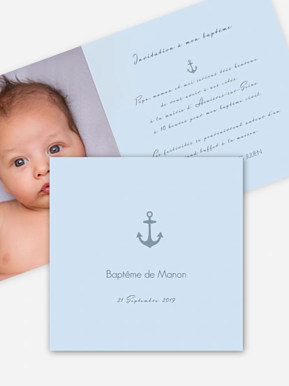 Faire-part baptême Ancre d'amour