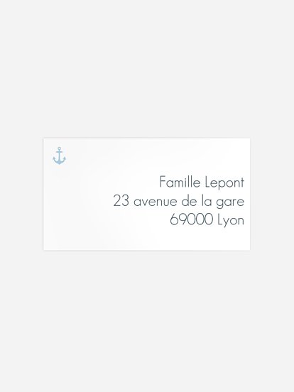 Étiquette destinataire baptême Ancre d'amour