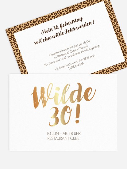Einladung 30. Geburtstag Wild