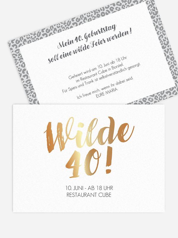 Einladung 40. Geburtstag Wild