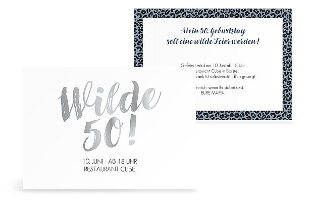 Einladungskarten 50. Geburtstag &quot;Wild&quot;