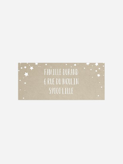 Étiquette expéditeur baptême Couronne d'étoiles