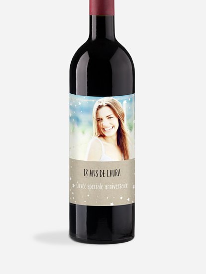 Étiquette pour bouteille Couronne d'étoiles