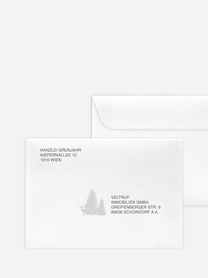 Bedruckte Umschläge geschäftl. Weihnachten Waldzauber
