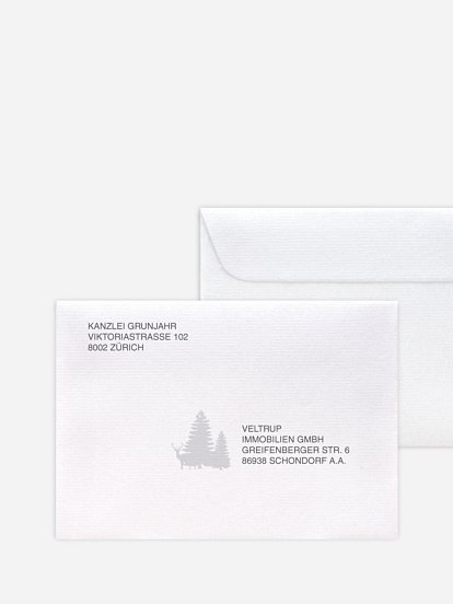 Bedruckte Umschläge geschäftl. Weihnachten Waldzauber