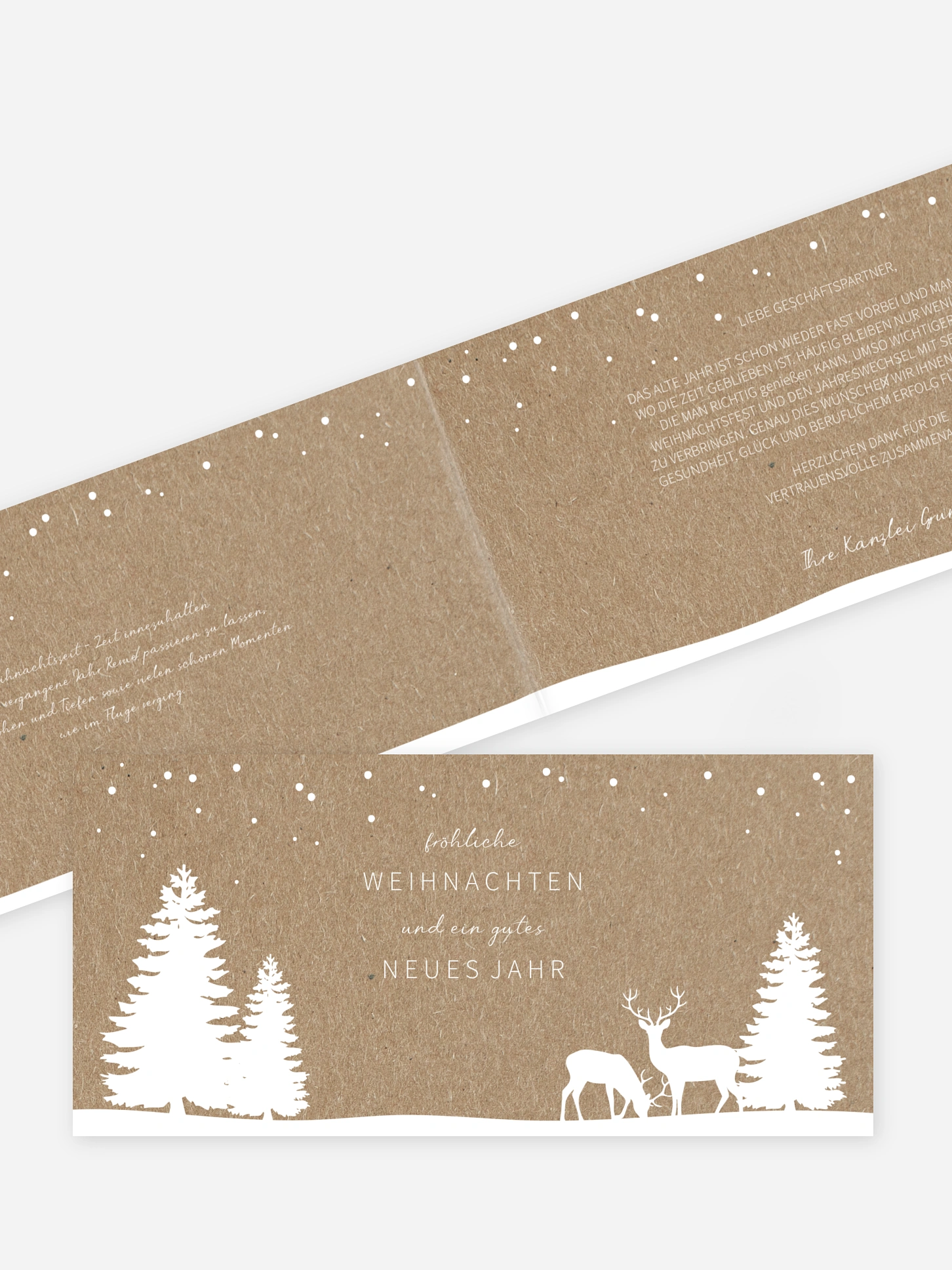 Geschäftliche Weihnachtskarte Waldzauber für Kraftpapier