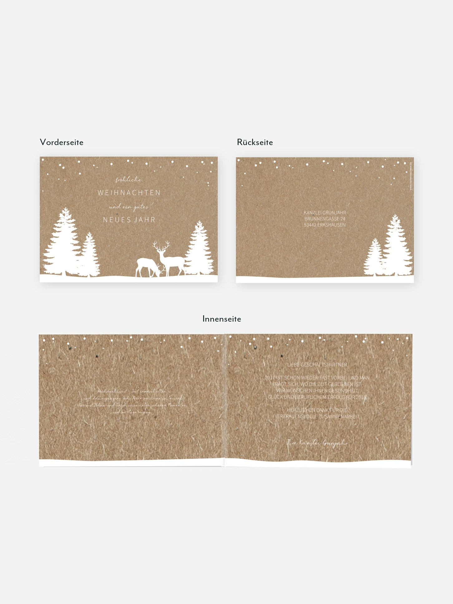 Geschäftliche Weihnachtskarte Waldzauber für Kraftpapier