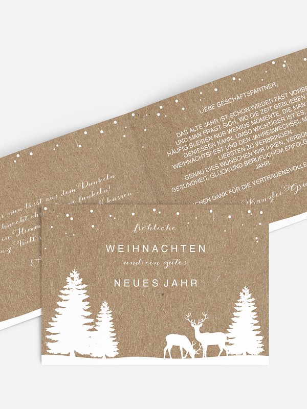 Geschäftliche Weihnachtskarte Waldzauber Kraftpapier