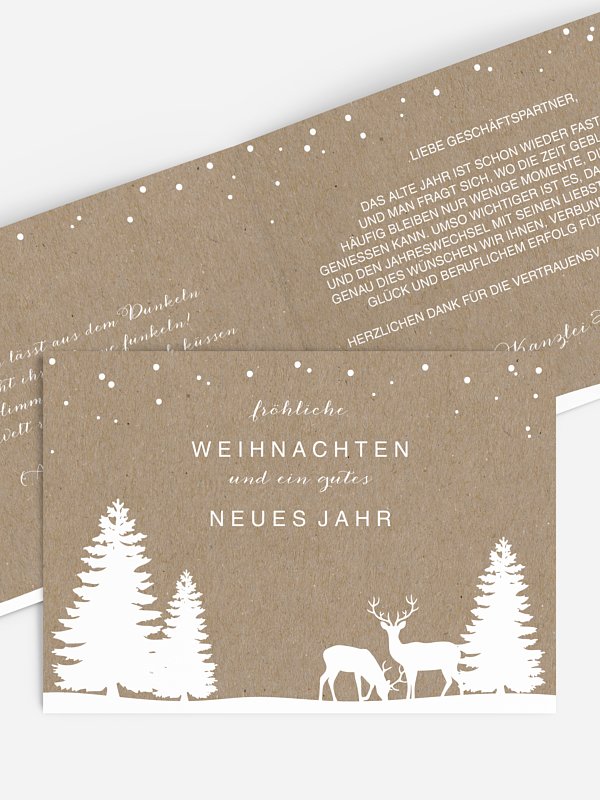 Geschäftliche Weihnachtskarte Waldzauber Kraftpapier