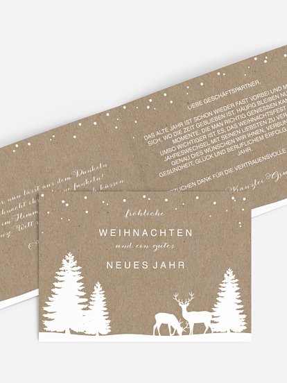 Geschäftliche Weihnachtskarte Waldzauber Kraftpapier