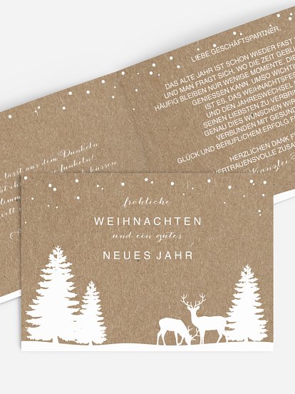 Geschäftliche Weihnachtskarte Waldzauber Kraftpapier