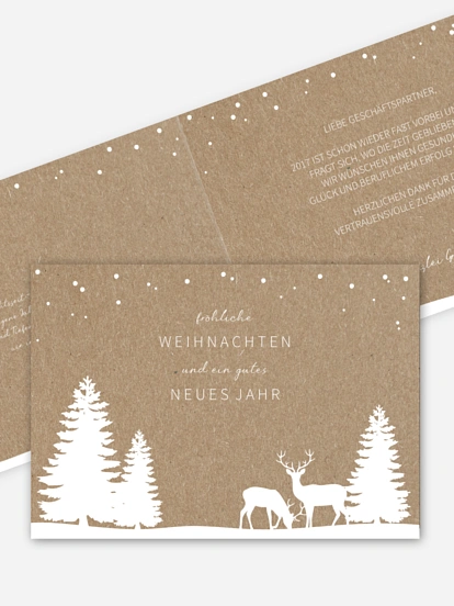 Geschäftliche Weihnachtskarte Waldzauber für Kraftpapier