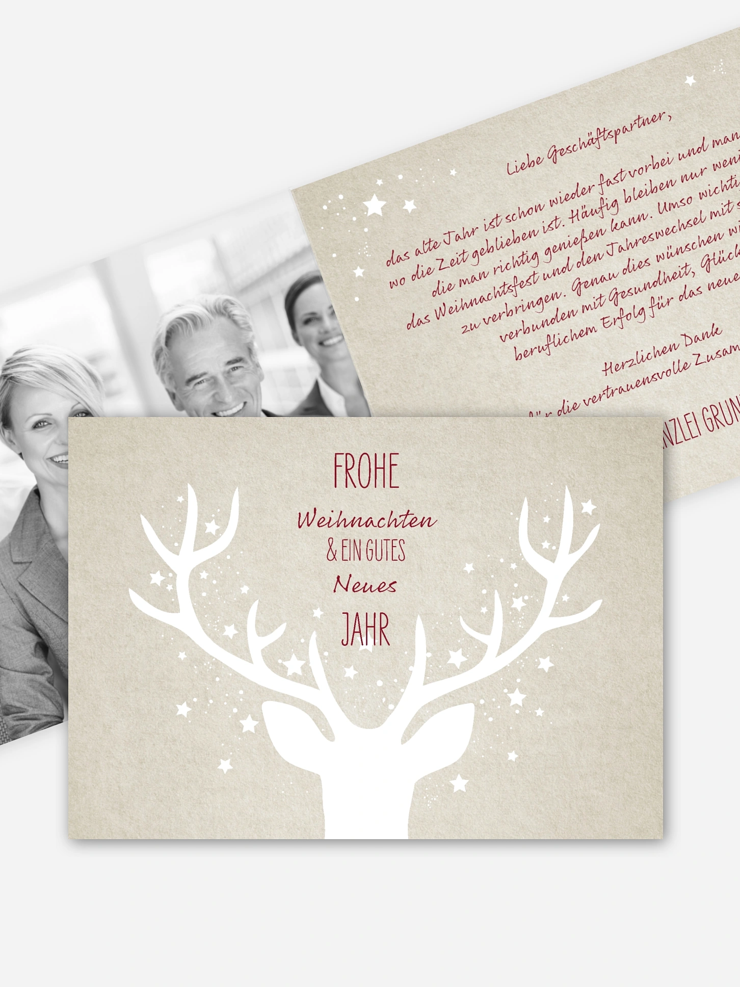 Geschäftliche Weihnachtskarte Prachthirsch