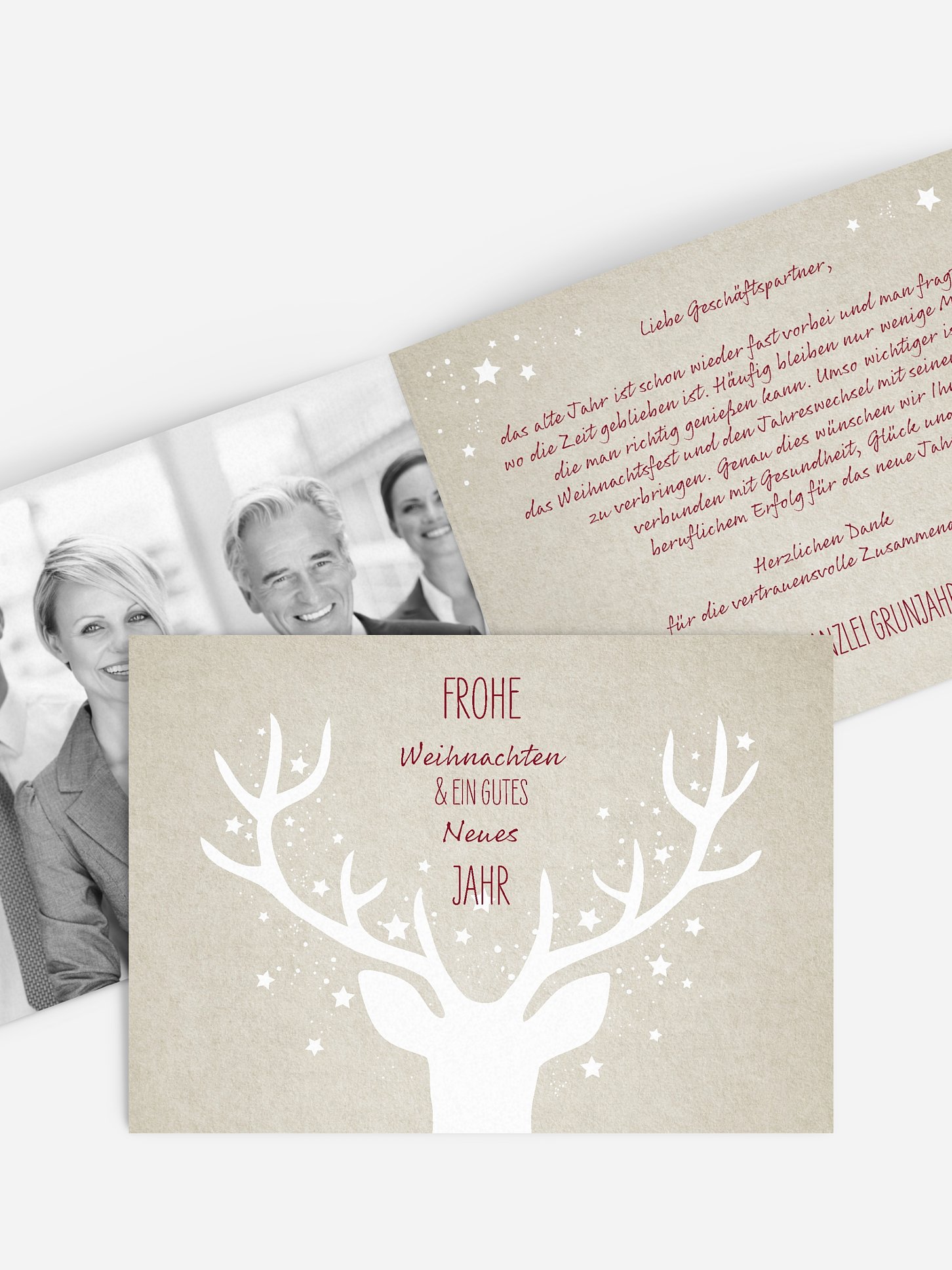Geschäftliche Weihnachtskarte Prachthirsch