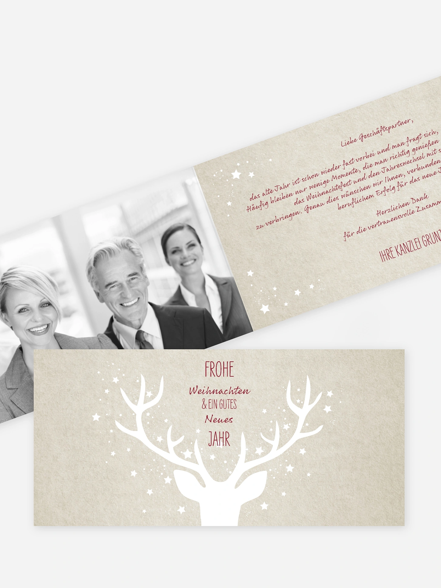 Geschäftliche Weihnachtskarte Prachthirsch
