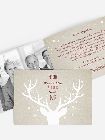 Geschäftliche Weihnachtskarte Prachthirsch
