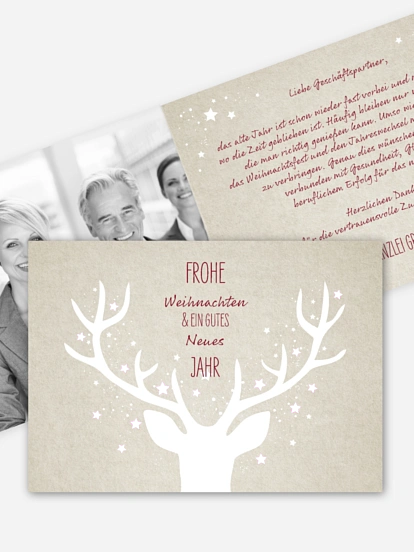 Geschäftliche Weihnachtskarte Prachthirsch