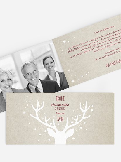 Geschäftliche Weihnachtskarte Prachthirsch