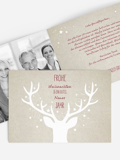 Geschäftliche Weihnachtskarte Prachthirsch