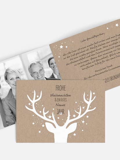 Geschäftliche Weihnachtskarte Prachthirsch