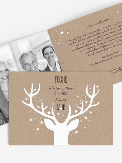 Geschäftliche Weihnachtskarte Prachthirsch
