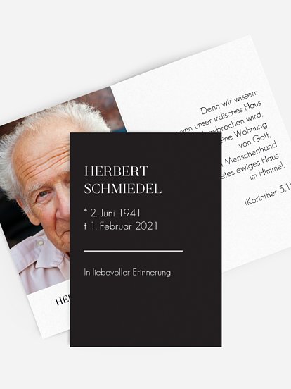 Sterbebild Schlichte Eleganz