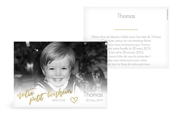 Faire-part adoption Notre petit bonheur