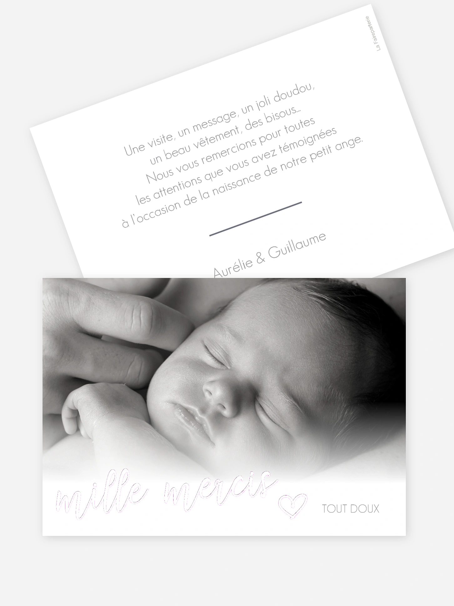 Carte remerciement naissance Notre petit bonheur