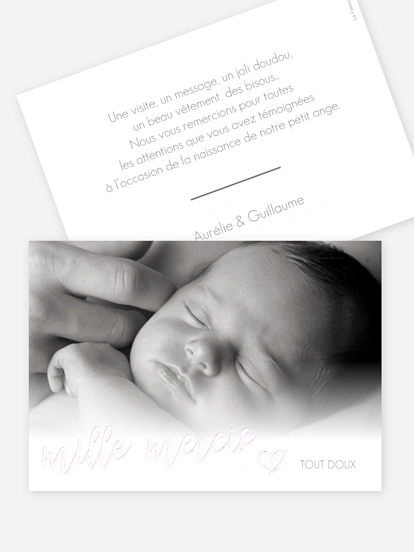 Carte remerciement naissance Notre petit bonheur