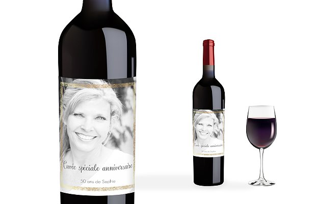 Étiquette pour bouteille Portrait chic