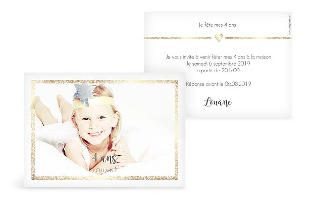 invitation anniversaire enfant Portrait chic