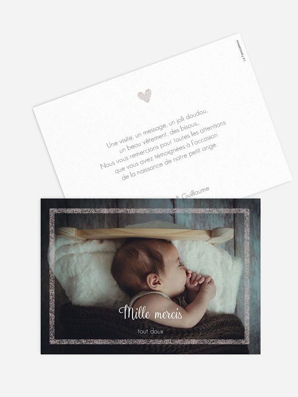 Carte remerciement naissance Portrait chic